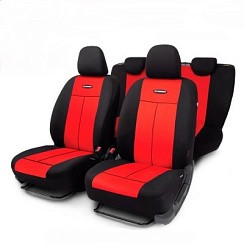 Фото Автомобильные чехлы ТТ,полиэстер,9предметов.передний/задний ряд,черный/красный., 1/6 TT902P BK/RD