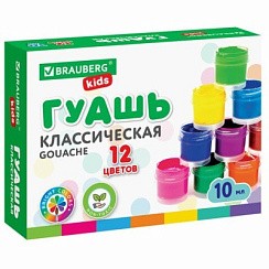 фото Гуашь BRAUBERG KIDS "NEW", 12 цветов по 10 мл, 192368