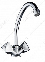 Фото Смеситель д/кухни SL119-271 двуручковый, высокий излив, Хром, РМС