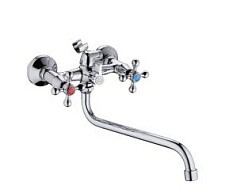 Фото Смеситель д/ванны SL71-140 двуручковый, длинный излив, РМС РАСПРОДАЖА