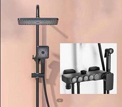 Фото .Стойка для душа Lemen LS503E-S со смесителем ,черный ,латунь РАСПРОДАЖА