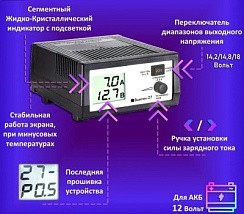Фото Зарядное устройство Вымпел-27  (автомат,0-7А, 14.1/14.8/16В, ЖК индикатор)