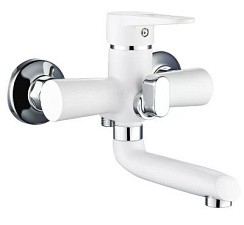 Фото Смеситель д/ванны SL77W-009E одноручковый, Белый/хром, корот.излив, РМС