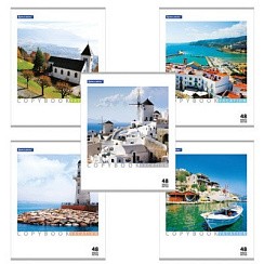 фото Тетрадь 48л. ЭКО клетка, обложка картон, КАНИКУЛЫ, 401819 BRAUBERG