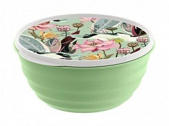 фото Миска Латина 1,1л с крышкой с декором (зеленый)