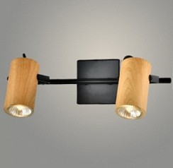 фото Спот 22470/2 WOOD+BK дерево/черный 2x25W GU10 h130, WAN23