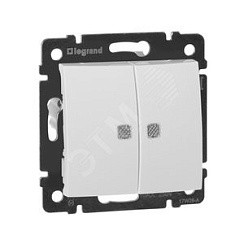 Фото Механизм выкл. 2-кл. бел. с зел. инд., VALENA Leg 774428