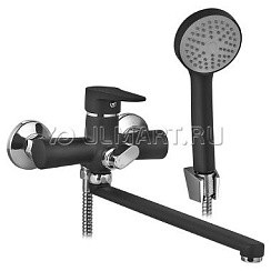 Фото Смеситель д/ванны SL77BL-006E одноручковый, Чёрный/хром, длин.излив, РМС