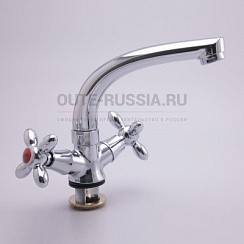 Фото Смеситель д/кухни T5713BC-9 двуручковый гайка OUTE