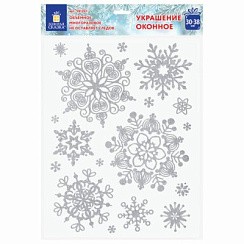 фото Украшение для окон и стекла ЗОЛОТАЯ СКАЗКА "Снежинки объемные 4", 30*38 см, ПВХ, 591261