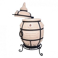 Фото Тандыр Поручик 33/107 с поворотной крышкой с подставкой и термом 82л