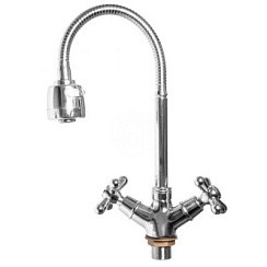 Фото Смеситель д/кухни SL129-279F двуручковый, Гибкий излив + шарко-аэратор, Латунь, РМС