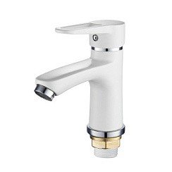 Фото Смеситель д/умывальника SL77W-001F одноручковый, Белый/хром, латунь, РМС