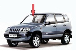 Фото ВАЗ 2123 Стекло ветровое с полосой, тонир. (Шевроле Нива)