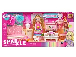 фото Набор куклы с мебелью "Гостиная комната", пластик, арт.7019