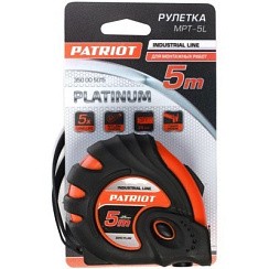 Фото Рулетка 5м усиленная, ABS пластик, нейл покр, двойной крючок PATRIOT Platinum MPT-5L,