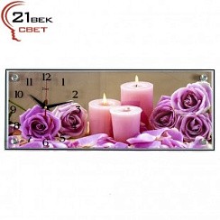 фото Часы настенные "Свечи и розы" 49,5х19,5х4 см