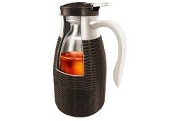 Фото Термос  1000 мл LARA  Brown (стеклянная колба)  под ротангАКЦИЯ!!!