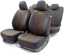 Фото Авточехлы VERONA 3D крой,15 предметов,черный/оранжевый VER1505 BK/ORANGE