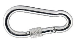 Фото Гак-карабин с винтовым стопором  9х90 мм. нерж.