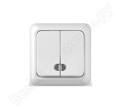 Фото Выключатель 2-кл. о/у с подсветкой "Олимп" 10А 220В белый "UNIVersal" О0123