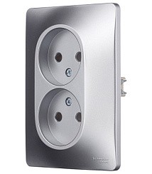 Фото Розетка 2-м б/з в сборе алюм. GLOSSA GSL000320