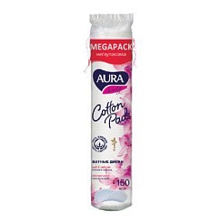 фото Ватные диски 150 шт AURA, двусторонние, 6355