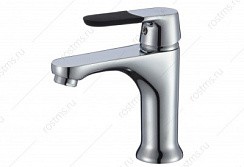 Фото Смеситель д/умывальника SL123BL-001F одноручковый, Хром, чёрн. ручка, гайка, РМС РАСПРОДАЖА