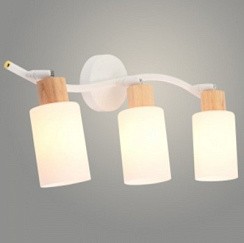 фото Спот DA6127/3 WH+WOOD белый/дерево 3x60W E14 h210, HN24