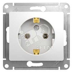 Фото Розетка 1-м с/з в рамку белая GLOSSA GSL000143