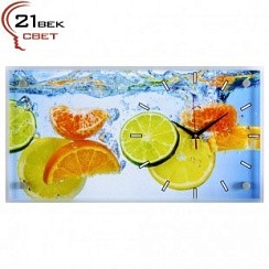 фото Часы настенные "Цитрусы в воде" 53х28х4 см РАСПРОДАЖА