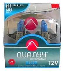 Фото Автолампа H1 12V  55W P14,5s Диалуч CLASSIC BLUE 4200K белый свет дальний 2шт