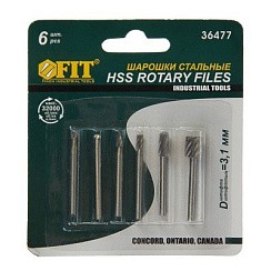 Фото Шарошки-мини стальные по металлу, 6 шт FIT