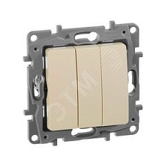 Фото Выключатель 3-х кл. в рамку, Слоновая кость, 10AX, ETIKA