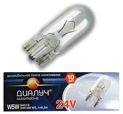 Фото Автолампа W5W 24V 5W W2,1x9,5d Диалуч без цоколя перед. габарит