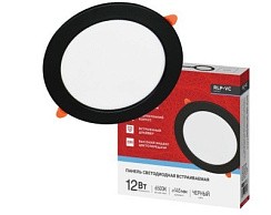 фото Светильник светодиодный RLP-VC 1265BL 12Вт 6500К IP40 960лм 230В 145мм круглый встраив. панель черн.