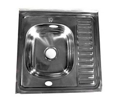 Фото Мойка накладная 60х60 Левая, 0,6мм, 160мм, выпуск 3 1/2, с сифоном, MIXLINE