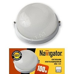 Фото Светильник НПП Термостойкий, круглый, без решетки IP54 Белый Navigator 94 806 NBL-R1-100-E27/WH