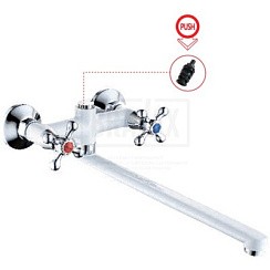 Фото .Смеситель д/ванны двуручковый T6323K Латунь, Нажимной дивертор, Белый/хром, Oute РАСПРОДАЖА