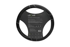 Фото Оплетка на руль из натуральной кожи с перфорированной кожей (38 см.) черный LECAR "АВТОВАЗ"