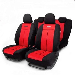 Фото Автомобильные чехлы ТТ,полиэстер/сетка,9предметов перед/зад.ряд,черный/красный TT902M BK/RD