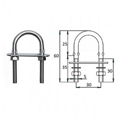 Фото U-образный болт 5х60 мм., нерж.