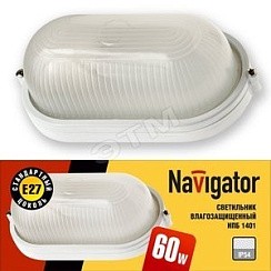 Фото Светильник НПП Термостойкий, овальный, без решетки IP54 Белый Navigator (94800 NBL-O1)