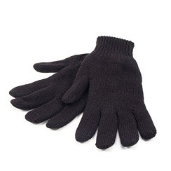 Фото Перчатки зимние двойные вязаные, цв. черный