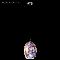 фото Светильник потолочный Подвес Амбер, 1 лампа, 17х17х27 см, цвет Мозаика оранж/жёлт/фиол., E27 40W