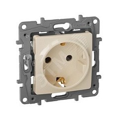 Фото Розетка с заземлением, в рамку, Слоновая кость, ETIKA