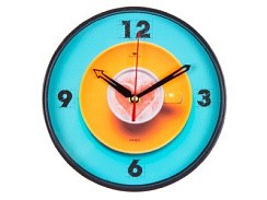 фото .Часы настенные "Чашечка кофе", корпус черный РАСПРОДАЖА