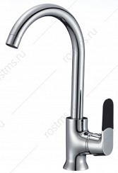 Фото Смеситель д/кухни SL123BL-017F одноручковый, высок.поворот.излив, Чёрн.ручка/хром, РМС