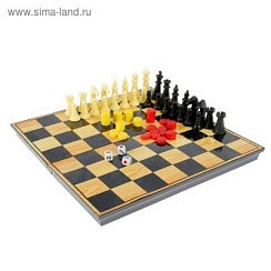 Фото Набор 3 в1"Шашки, шахматы, нарды" магнитная доска 25*1, СС56810