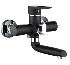 Фото Смеситель д/ванны SL77BL-009E одноручковый, Чёрный/хром, корот.излив, РМС